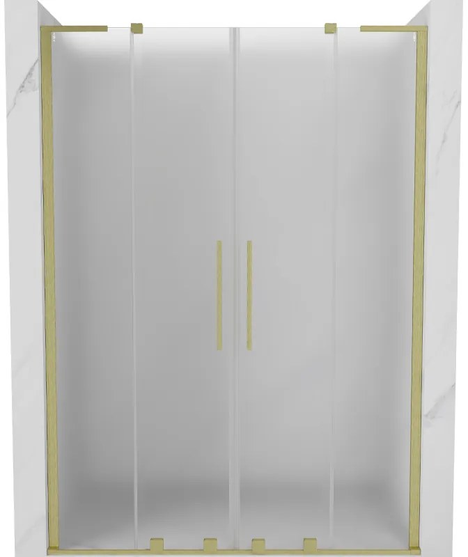 Mexen Velar L Duo drzwi prysznicowe rozsuwane 140 cm, szron, złote szczotkowane - 871-140-003-32-55