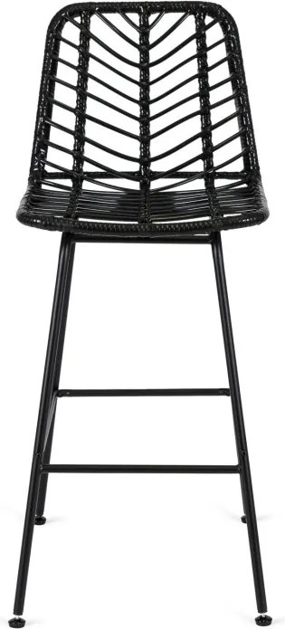Hoker Rattanowy JERRY Ogrodowy Krzesło Barowe Czarny Boho