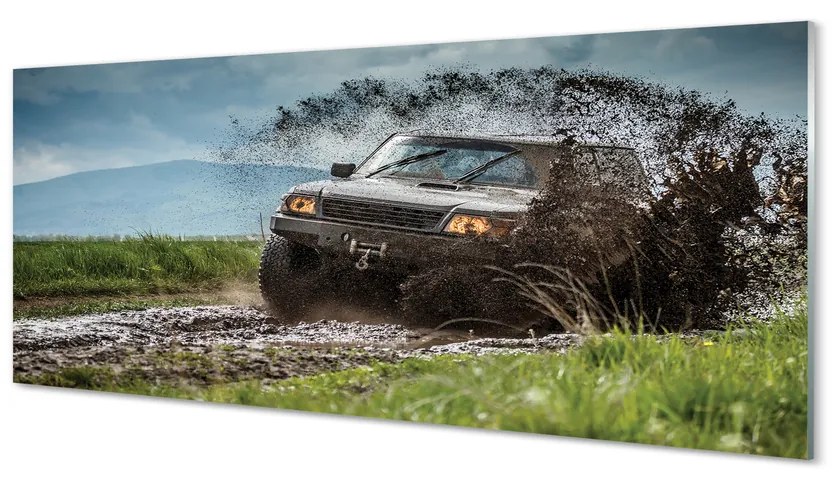 Obraz akrylowy Auto terenowe góry chmury