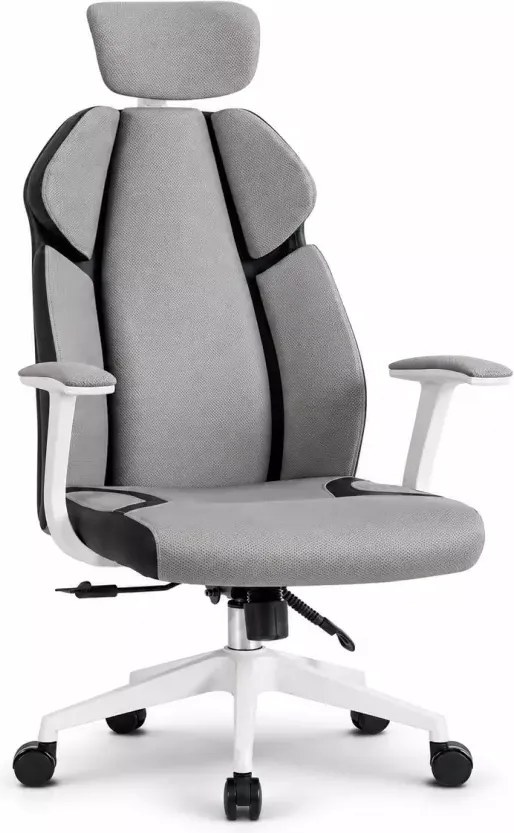 Fotel biurowy ergonomiczny obrotowy Duncan szary czarny regulowany zagłówek multiblock