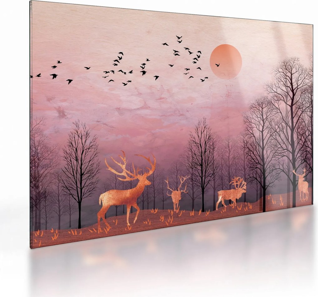 Zdjęcie - Jeleń w blasku zachodzącego słońca (70x50 cm)