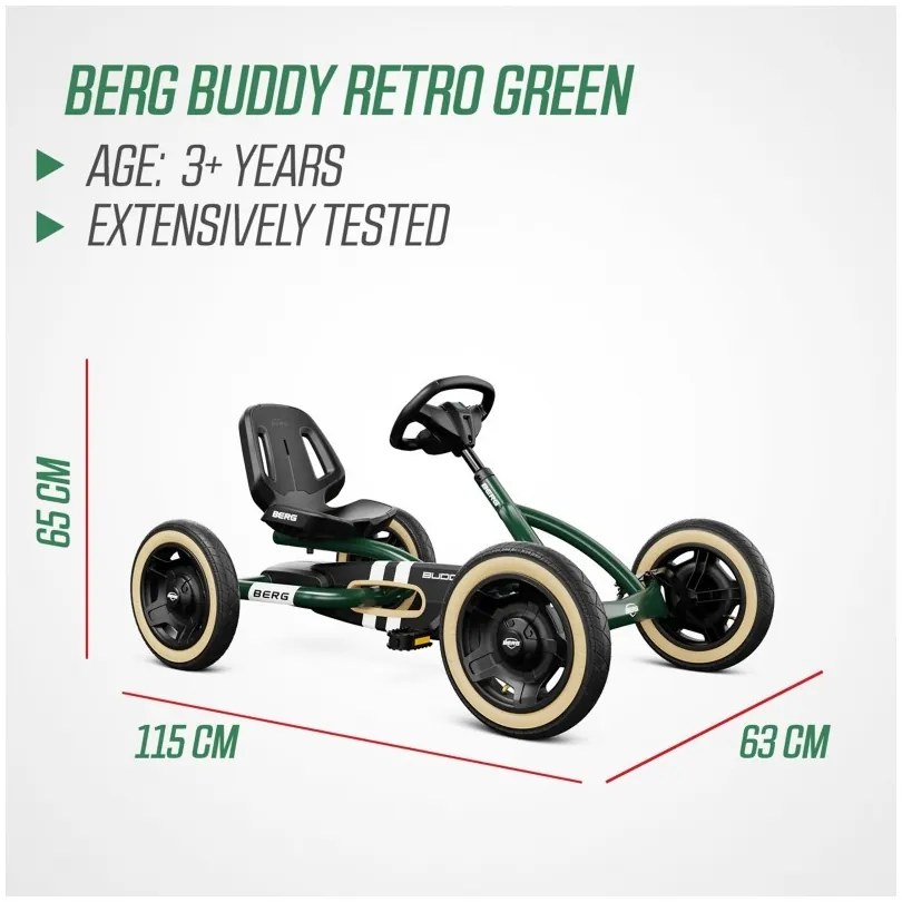 Berg gokart na pedały buddy retro green do 50 kg