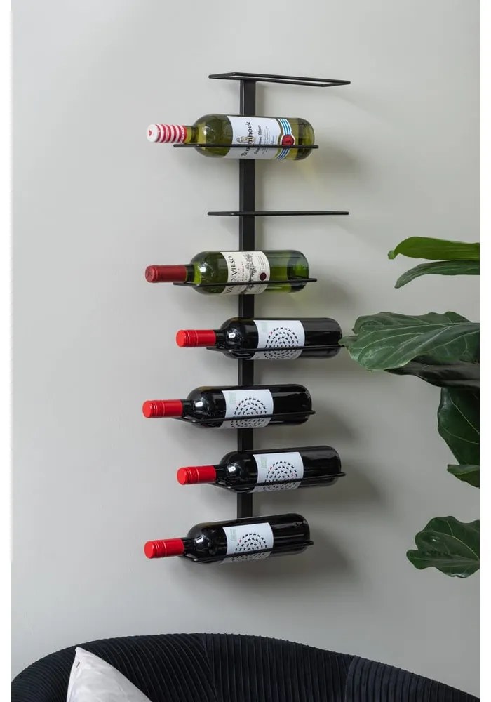 Czarny wiszący metalowy regał na wino liczba butelek 8 Float – PT LIVING
