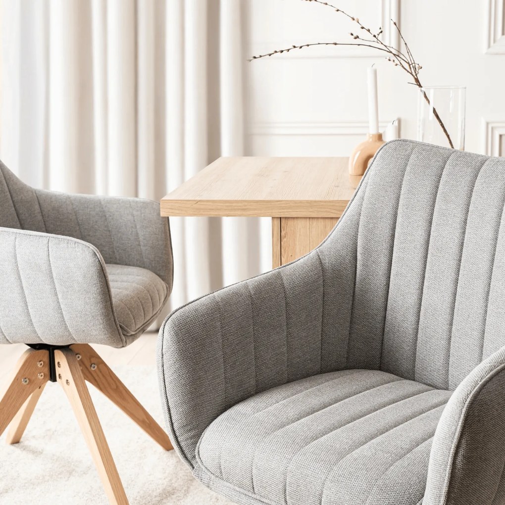 Krzesło Tapicerowane Obrotowe do Salonu LEMON Szare Nowoczesne Skandynawskie