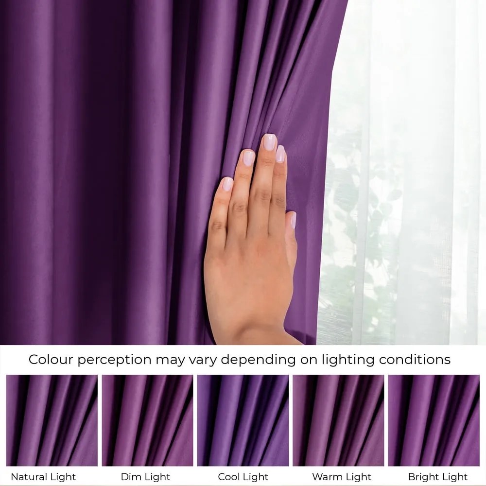 Fioletowa aksamitna zasłona częściowo zaciemniająca (dimout) 140x270 cm Eyelets – Restilo