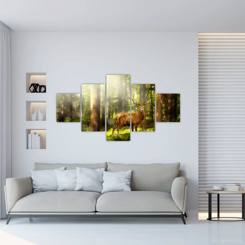 Obraz jelenia w lesie (125x70 cm)