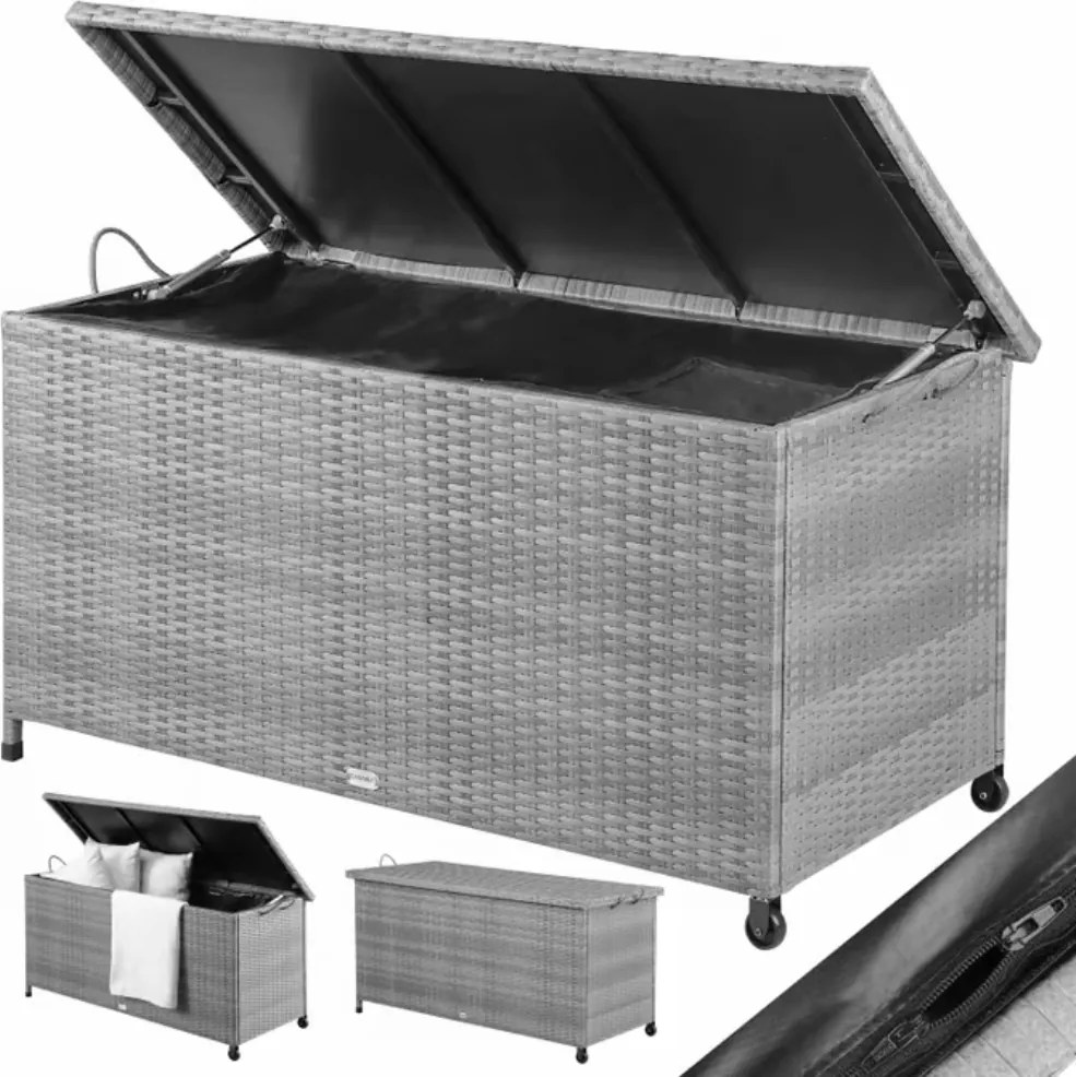 Polirattanowy pojemnik na schowek RICCO, 270L, 117x53x60cm, szara Casaria