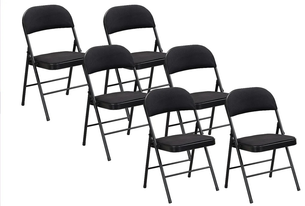 Zestaw 6 krzeseł składanych z weluru i metalu - Czarny - ORTENSIA