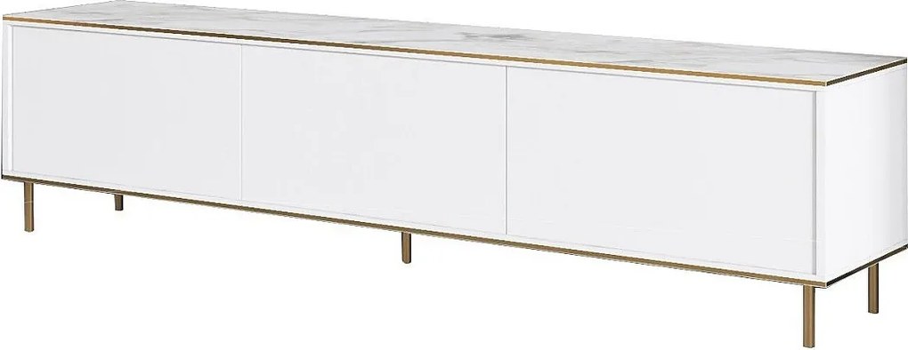 Stojak pod TV – 180 cm x 45,2 cm x 35 cm – Marmur biały i złoty – Melamina