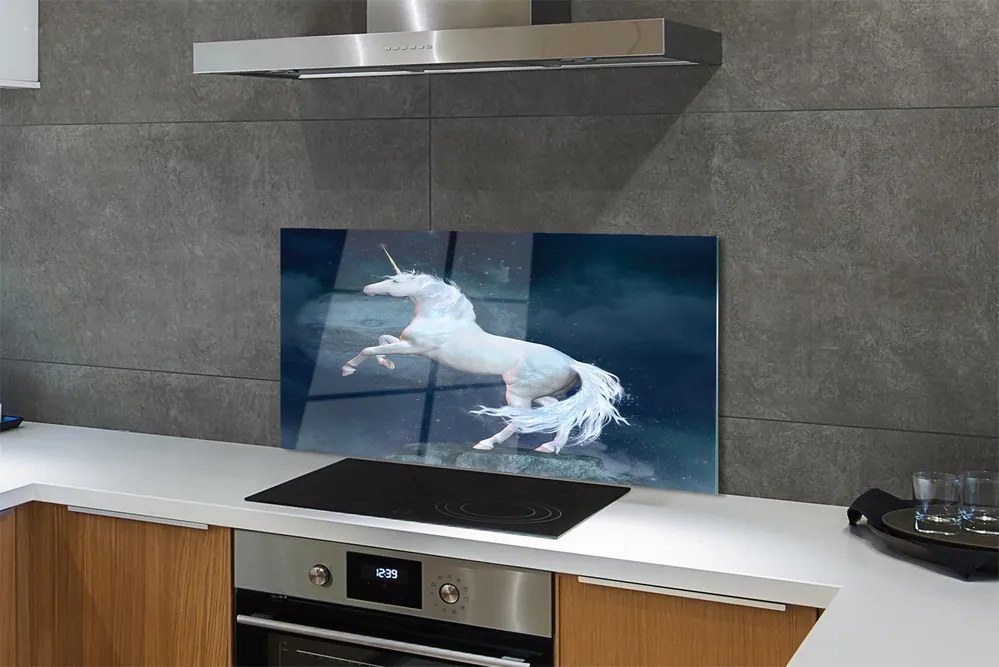 Szkło do Kuchni na Ścianę Jednorożec na tle Planet