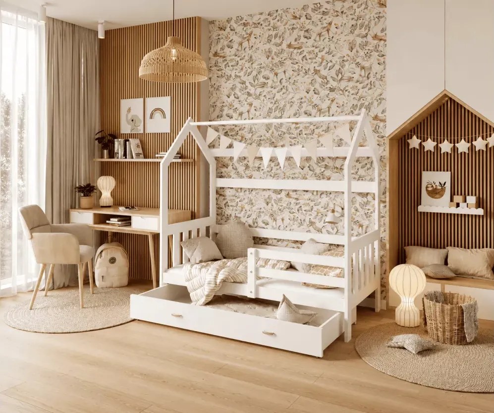 Łóżko dziecięce domek Lante z szufladą 80x160 80x190 stelaż Flex MDF łóżko dla dziecka