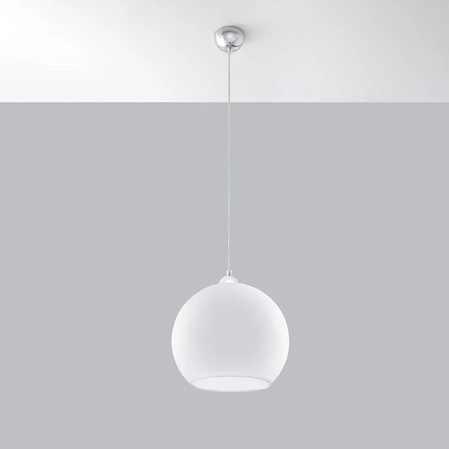 Lampy wiszące minimalistyczny Esfera, stal/szkło - 1 źródło światła 4000K - L.30 x H.120 cm - biały