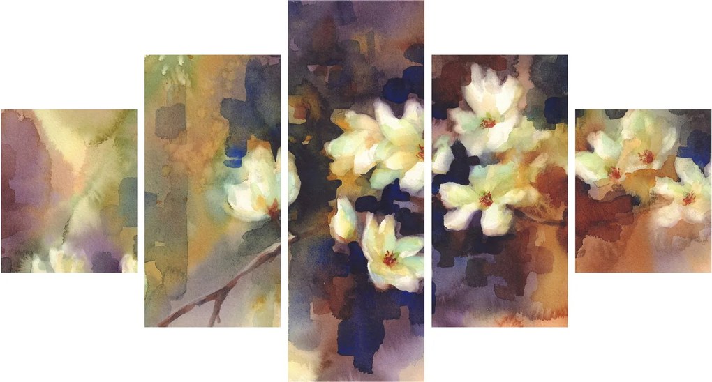 Obraz - Białe magnolie, malarstwo (125x70 cm)