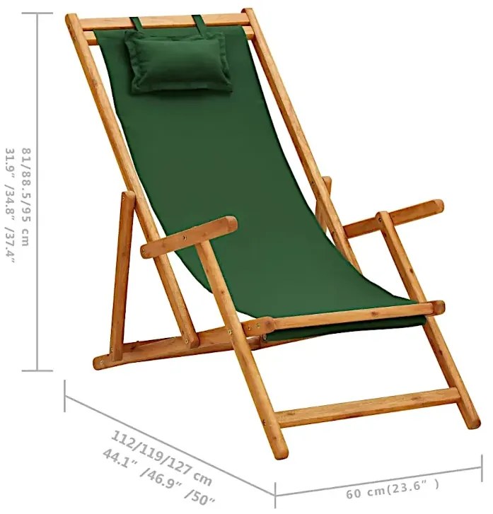 Leżak z poduszką w kolorze zielonym G1-D72