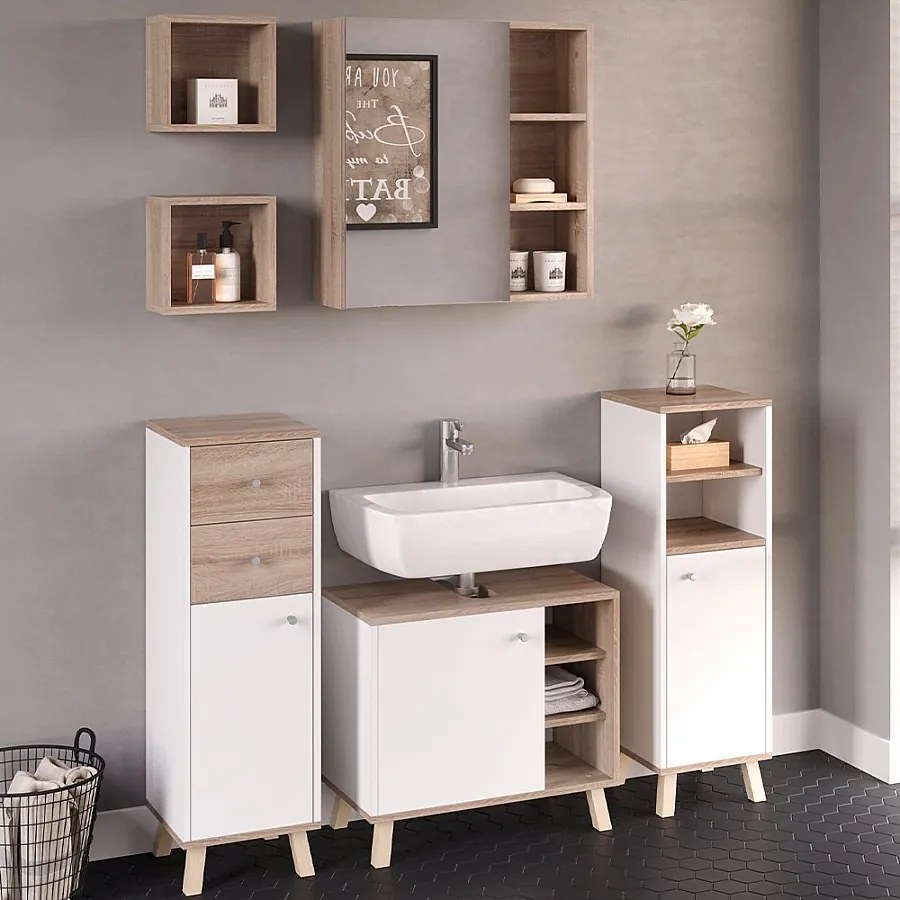 Zestaw mebli łazienkowych biały 62x32x54 senyo