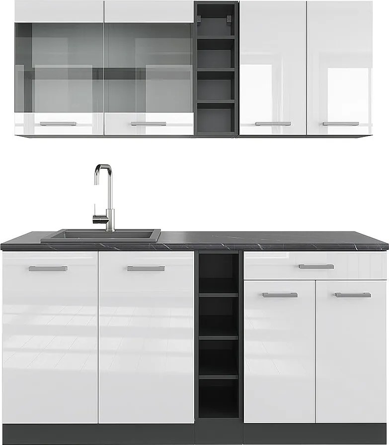Pojedyncza kuchnia biały wysoki połysk/antracyt 160x60x81.6 r-line