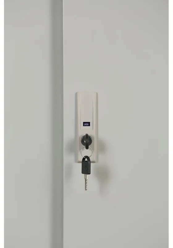 Metalowa szafa z przesuwnymi drzwiami, 2 półki, 1200 x 1200 x 450 mm, jasnoszary