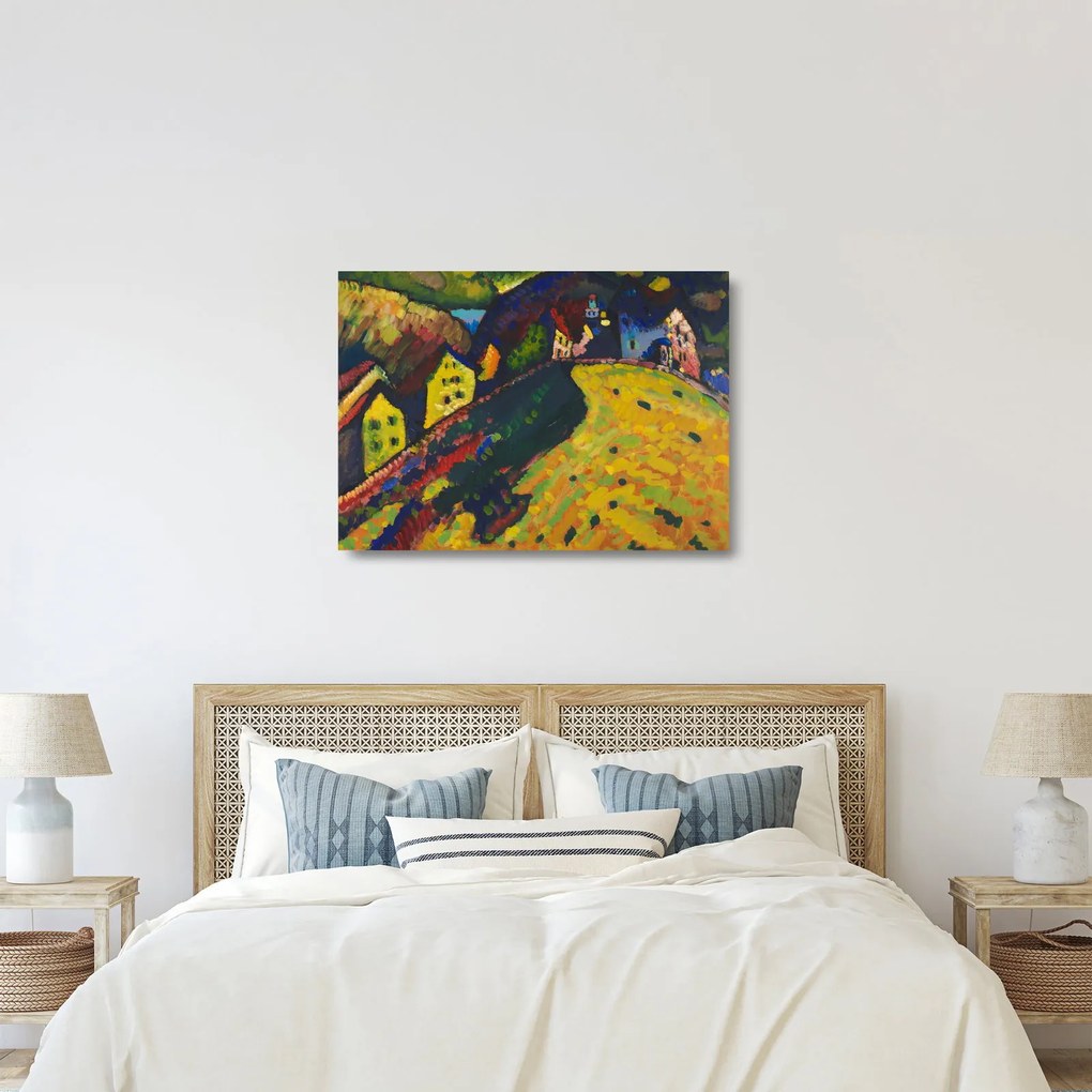 Obraz na szkle - Vasily Kandinsky, Houses at Murnau, reprodukcje (70x50 cm)