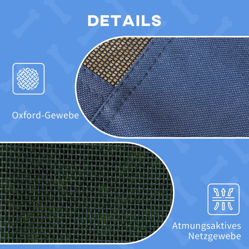 PawHut Łóżko dla zwierząt domowych na zewnątrz - łóżko dla psa, odporne na warunki atmosferyczne, z daszkiem, 61cm x 46 cm x 62 cm, Granatowy + Czarny