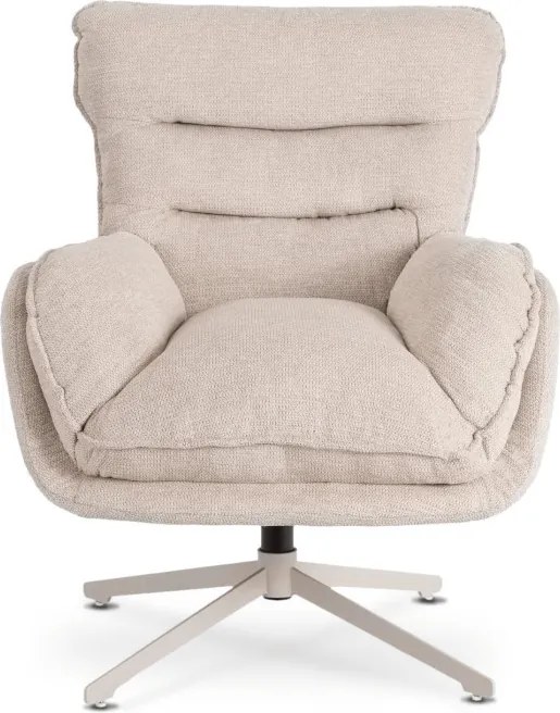 Fotel Wypoczynkowy Obrotowy PASADENA z Podnóżkiem Kremowy Nowoczesny