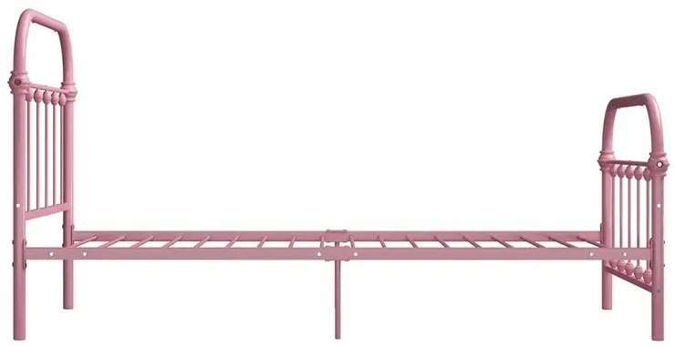 Różowe metalowe łóżko loftowe 120x200 cm - Etiosa