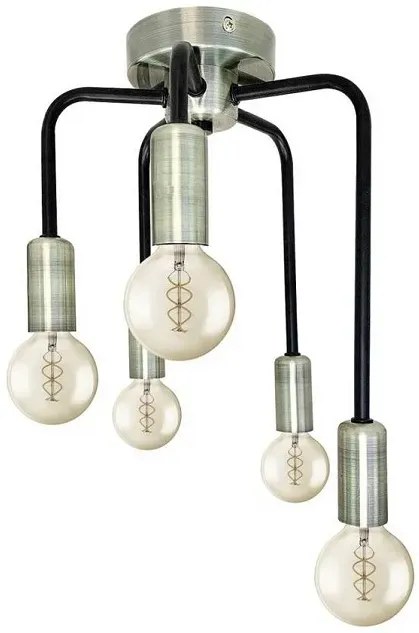 Pięcioramienna czarna lampa sufitowa pająk 6X V135 D5-D99