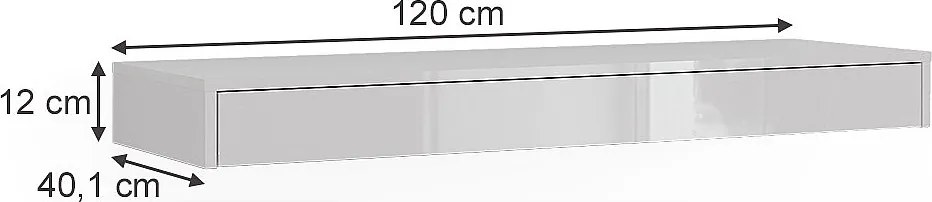 Półka ścienna biały wysoki połysk 120x40.1x12 sherry