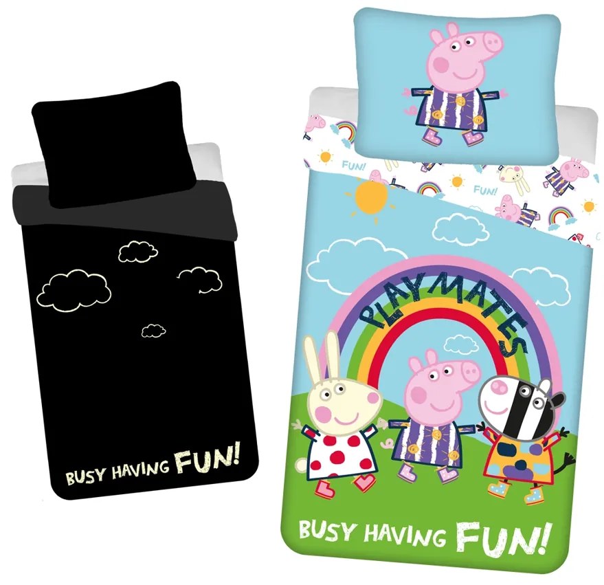 PrzytulneMieszkanie.pl PrzytulneMieszkanie.pl Świecąca bawełniana pościel PEPPA PIG kolorowa Rozmiar pościeli: 70 x 90 cm | 140 x 200 cm