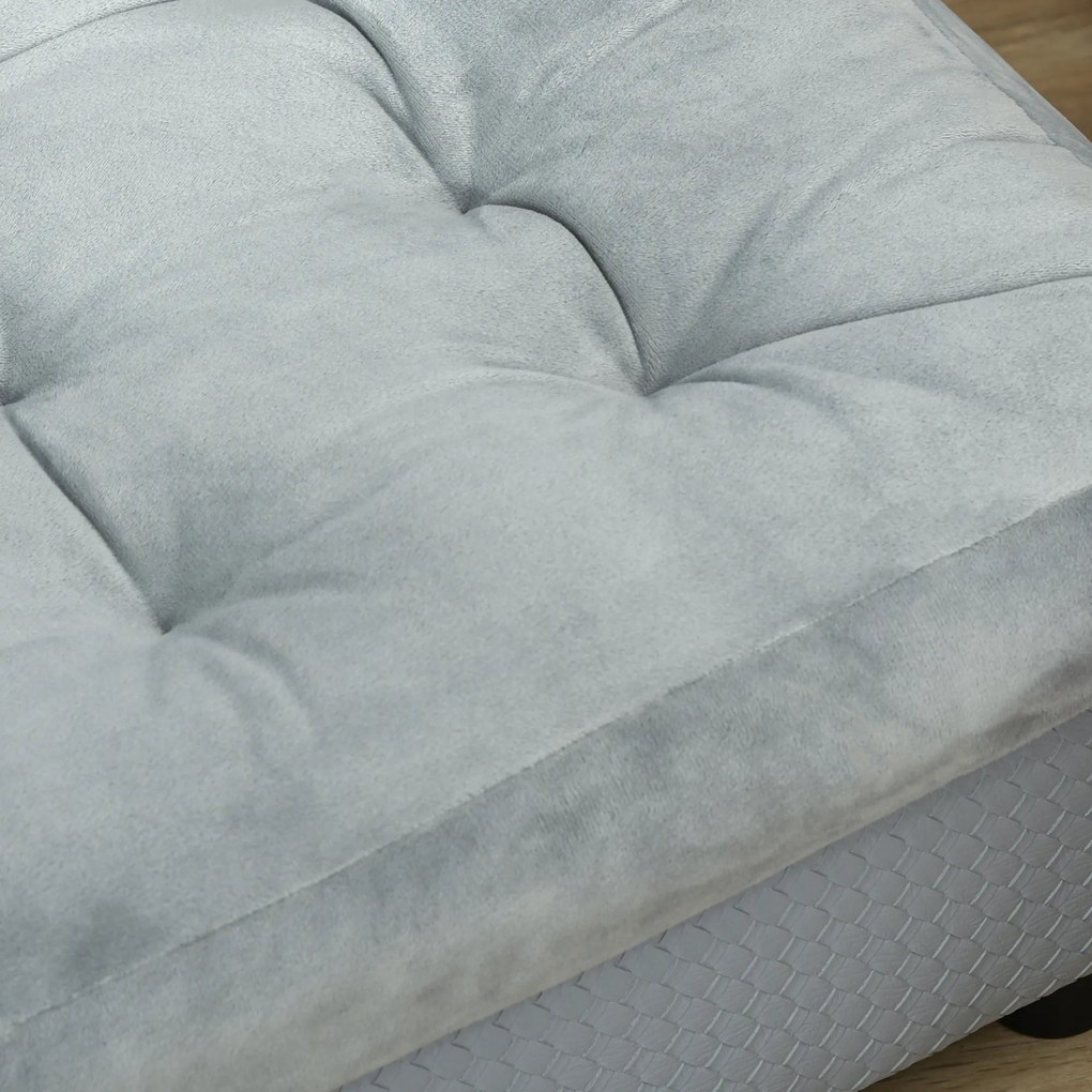 PawHut Sofa dla psa z matą i skrzynią, drewno+plusz, jasnoniebieski, 76x45x41,5cm | Aosom PL