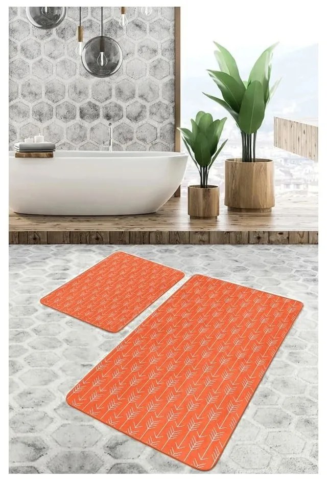 Aksamitne dywaniki łazienkowe w kolorze terakoty zestaw 2 szt. 60x100 cm – Mila Home
