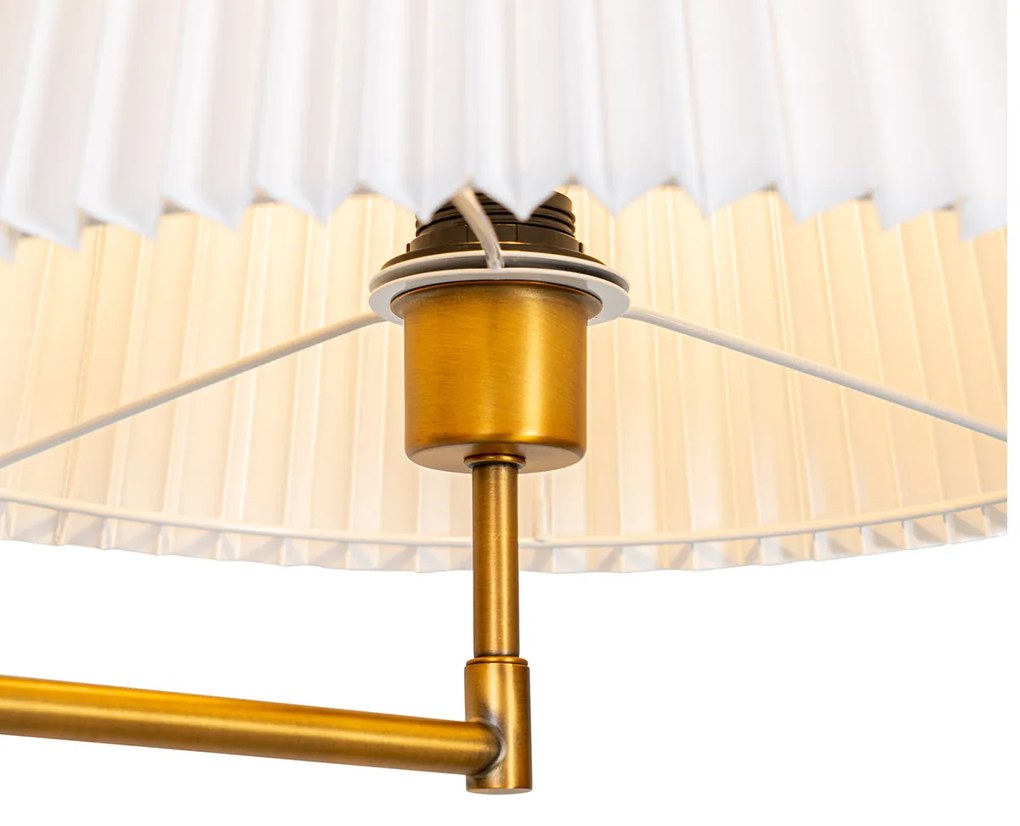 Lampa stojąca brązowa z białym plisowanym kloszem i regulowanym ramieniem - Ladas Deluxe klasyczny/Antyczny Oswietlenie wewnetrzne