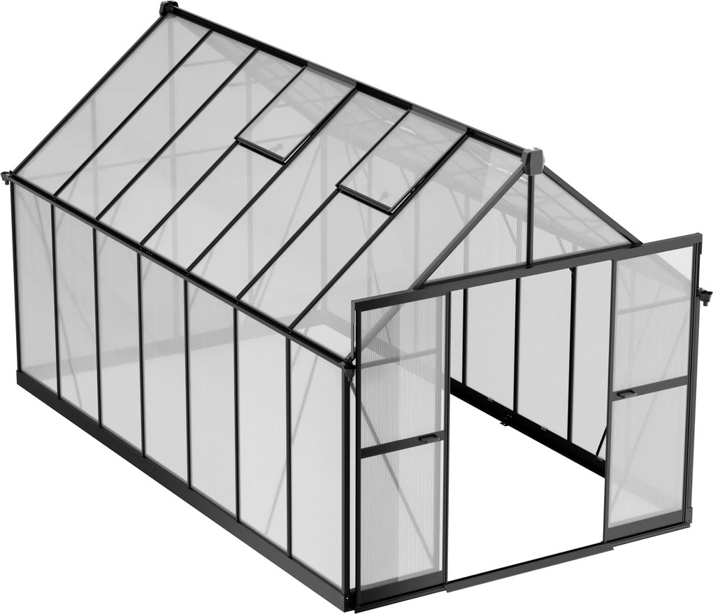 Szklarnia 240 x 244 x 429 cm, wzmocniona konstrukcja, poliwęglan 6 mm