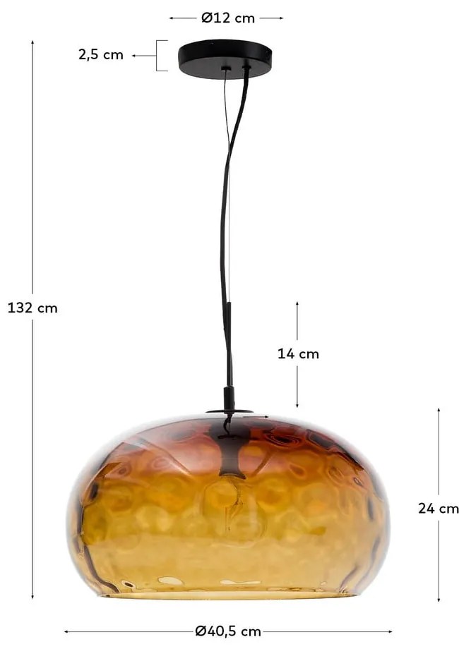 Szklana lampa wisząca w bursztynowym kolorze ze szklanym kloszem ø 40 cm Balma – Kave Home