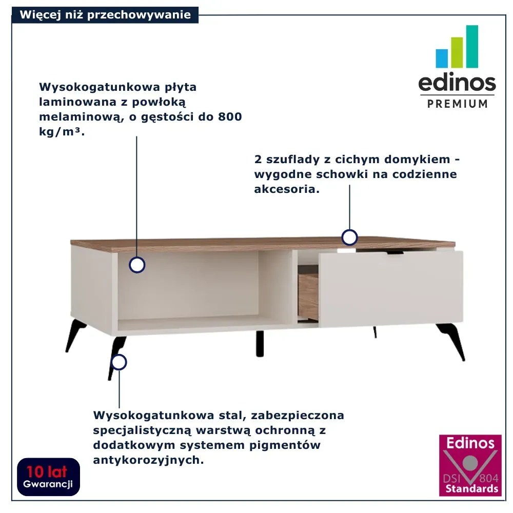 Nowoczesny stolik kawowy kaszmir + dąb castello R4-W46