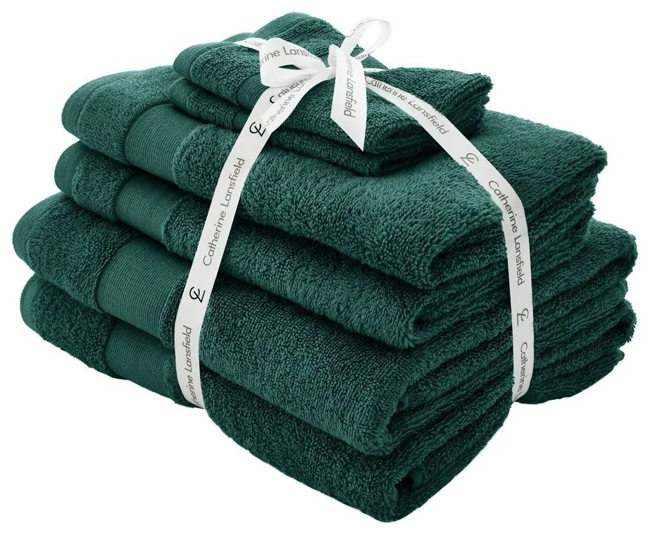Ciemnozielone bawełniane ręczniki frotte zestaw 6 szt. Anti-Bacterial – Catherine Lansfield