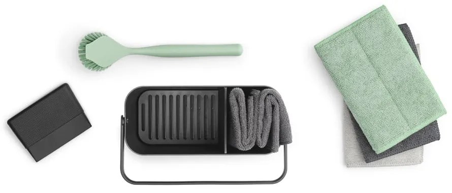 Ciemnoszary zestaw do mycia naczyń z plastiku z recyklingu SinkSide – Brabantia