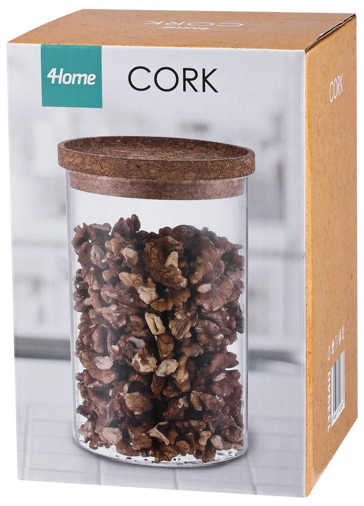 4Home Szklany pojemnik do żywności z pokrywką Cork, 850 ml, 850 ml