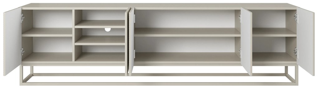 Szafka RTV Asha 200 cm z ryflowanym frontem i kaszmirowym stelażem - kaszmir