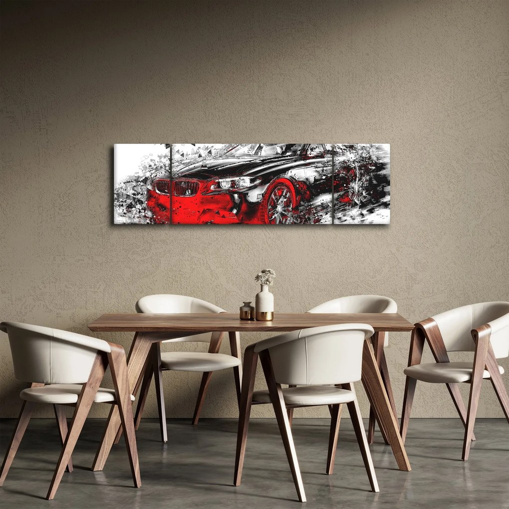 Obraz - Malowany samochód w akcji (170x50 cm)