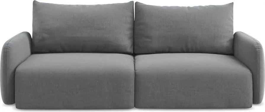 Szara aksamitna rozkładana sofa ze schowkiem 238 cm Kalena – Makamii