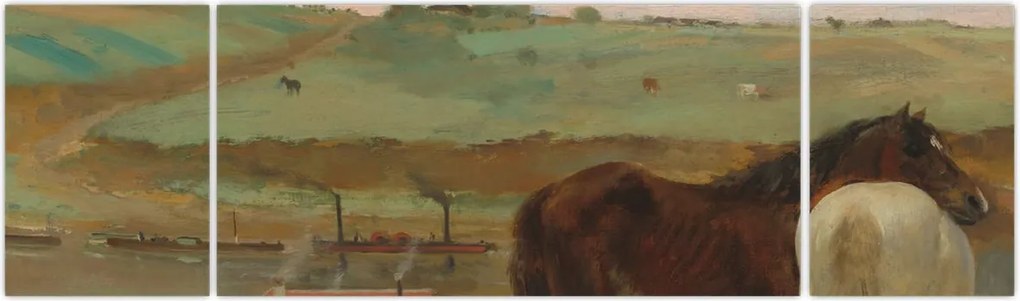 Obraz - Edgar Degas, Horses in a Meadow, reprodukcje (170x50 cm)
