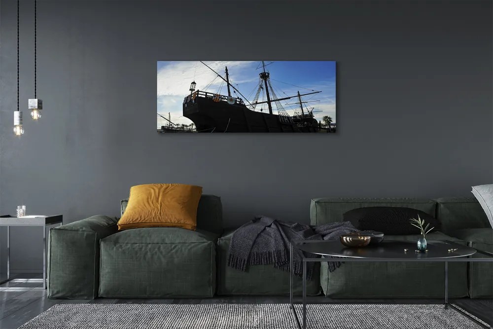 Duży obraz na płótnie Sylwetka Statku pod Niebem