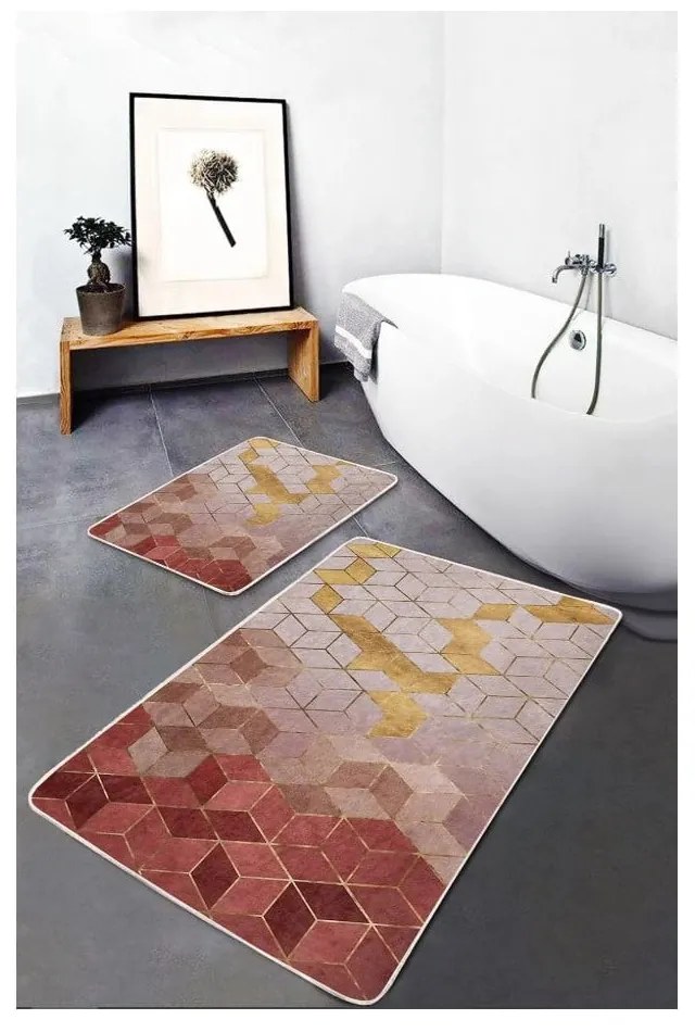Różowe aksamitne dywaniki łazienkowe zestaw 2 szt. 60x100 cm – Mila Home