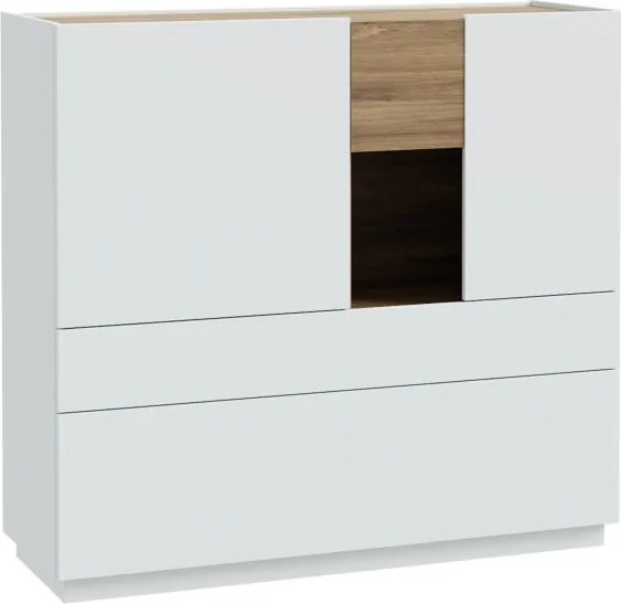 Wysoka komoda z półką Lewisville 331, Secret Grey/dąb Valencia