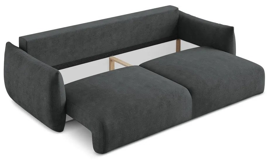Ciemnoszara rozkładana sofa z tkaniny szenilowej 230 cm Leila – Makamii