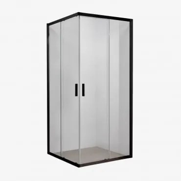 Kabina Prysznicowa Kwadratowa Z Drzwiami Przesuwnymi, Szkło Hartowane 6 Mm I Aluminium Brent Czarny Matowy & Transparent & 70 X 70 X 195 Cm - Sklum