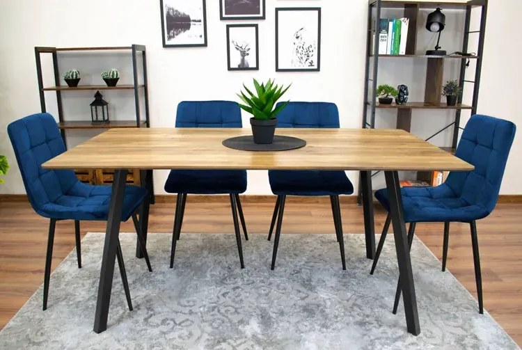 Komplet 4 szt. niebieskich krzeseł tapicerowanych W6-W25