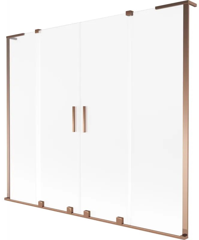 Mexen Velar L Duo parawan nawannowy 2-skrzydłowy rozsuwany 170 x 150 cm, szron, różowe złoto - 896-170-003-32-60