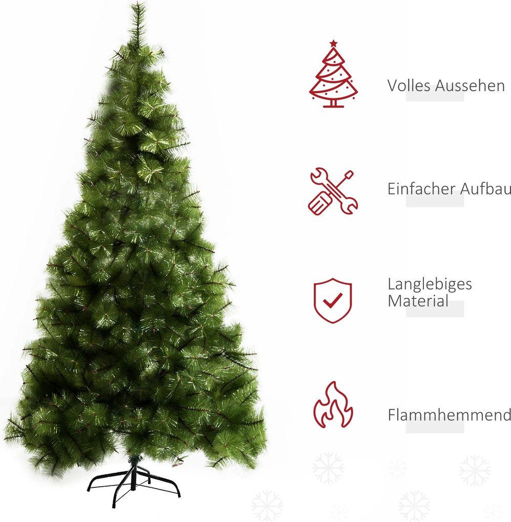 HOMCOM Sztuczna choinka 2,1 m drzewko świąteczne, 505 gałązek PET, zielona | Aosom PL