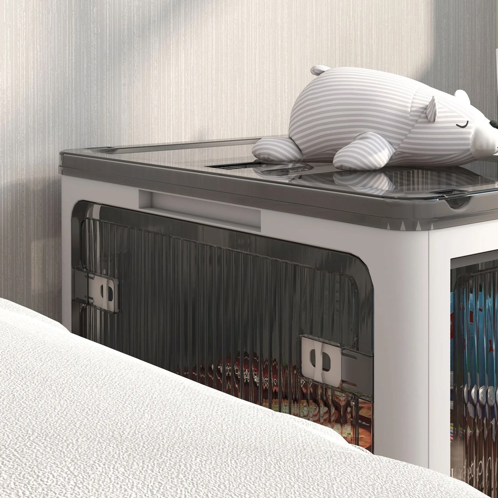 HOMCOM Pojemnik na przechowywanie 69L z kółkami Skrzynia z dostępem z 5 stron Biała przestrzeń magazynowa | Aosom PL